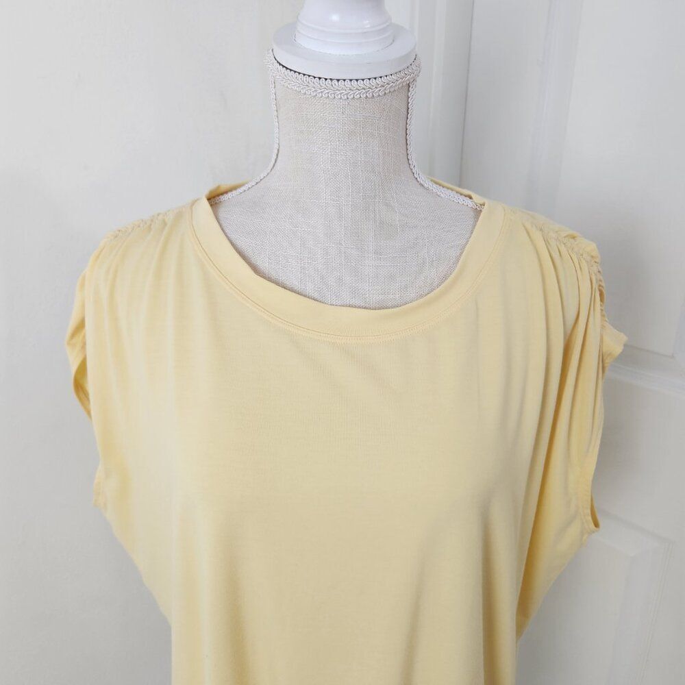Athleta Light Yellow Short Sleeve Draped Tee - Picture 2 of 14